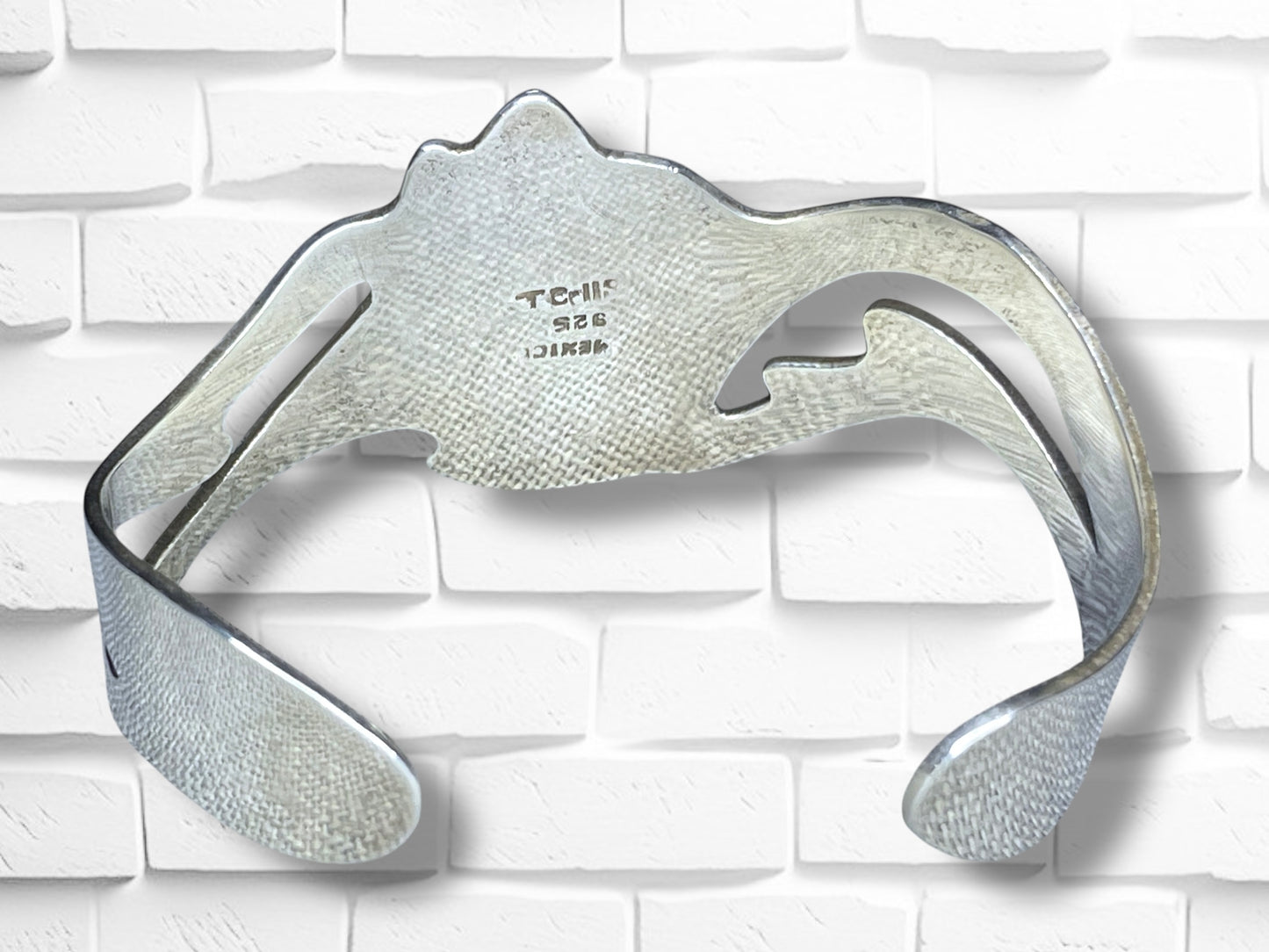 Vintage Sterling Silver Dichroic Glass Abstract Taxco Mexico Cuff Bracelet