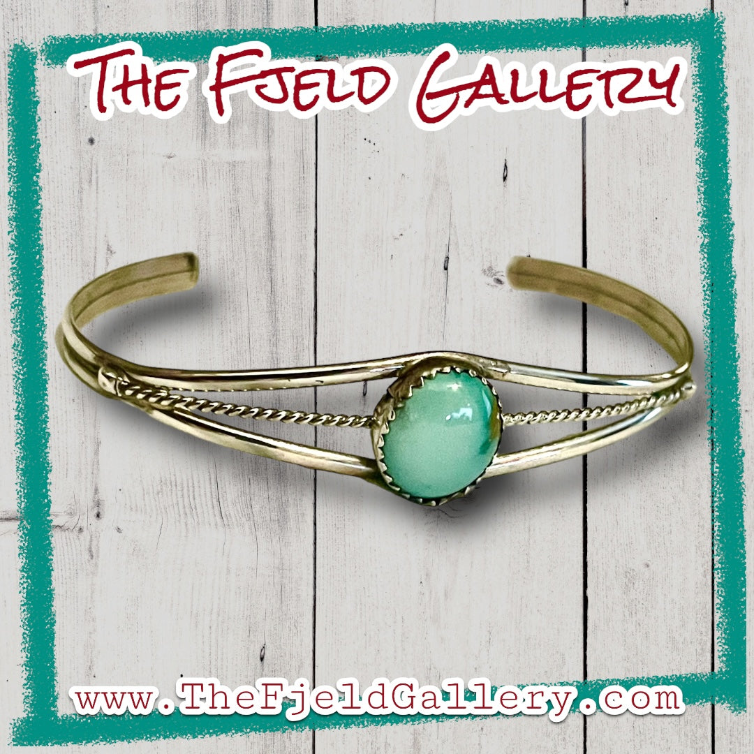 Petite Green Turquoise Sterling Silver Cuff Bracelet
