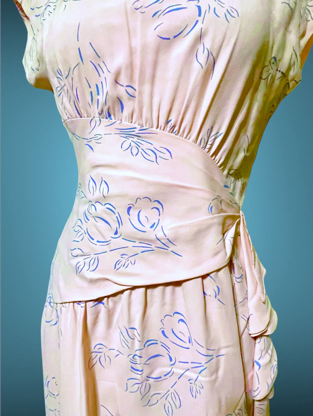 1980’s Pink & Blue Floral Print All That Jazz Dress sz 9