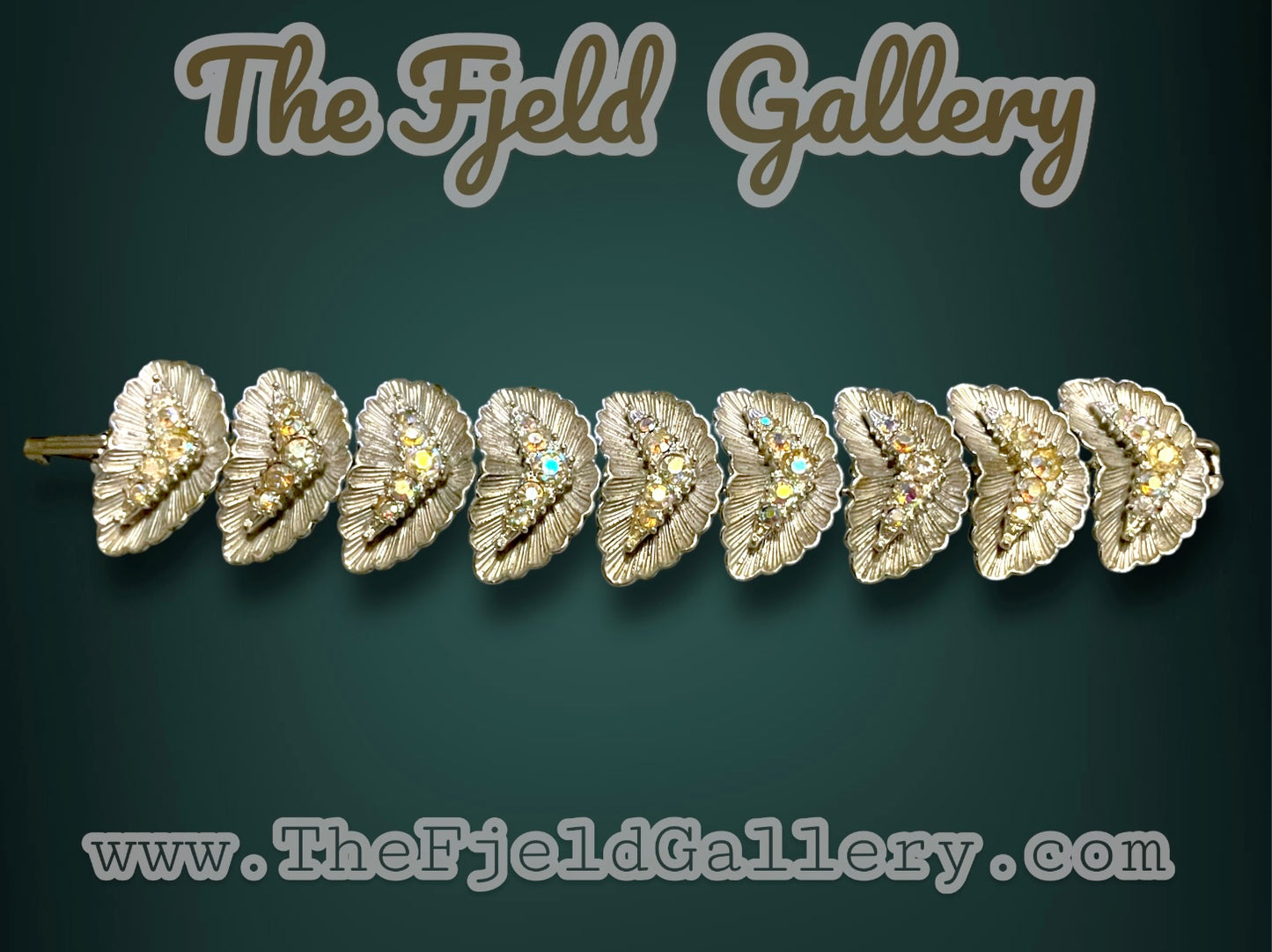 1940’s BSK Aurora Borealis Crystal Hollywood Regency Mid Century Silver Bracelet