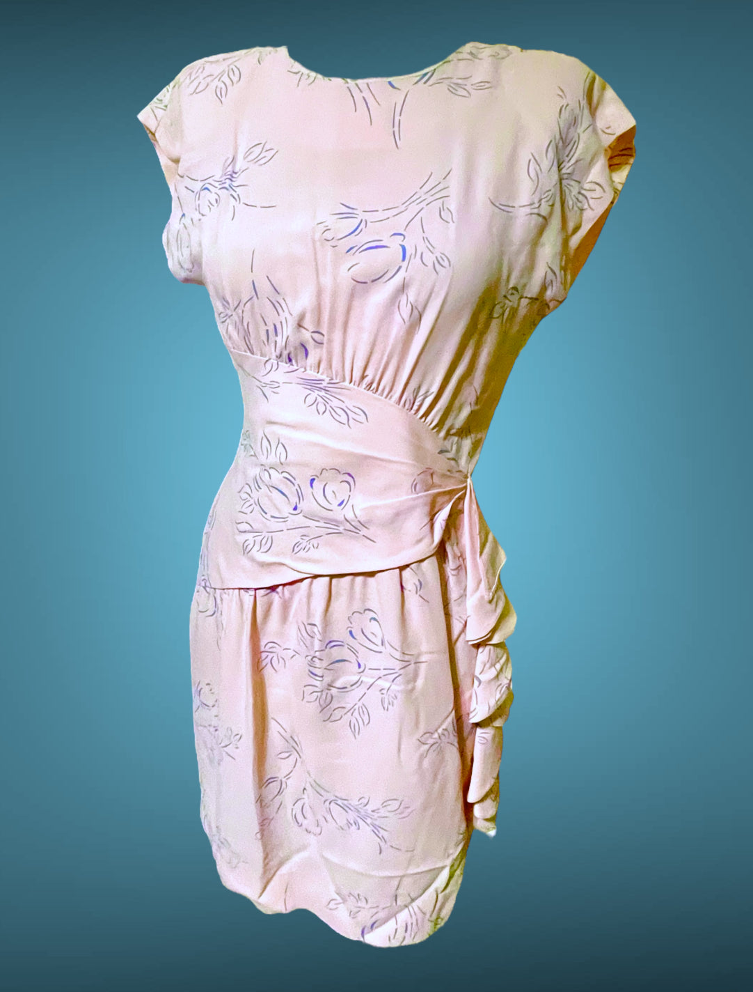 1980’s Pink & Blue Floral Print All That Jazz Dress sz 9