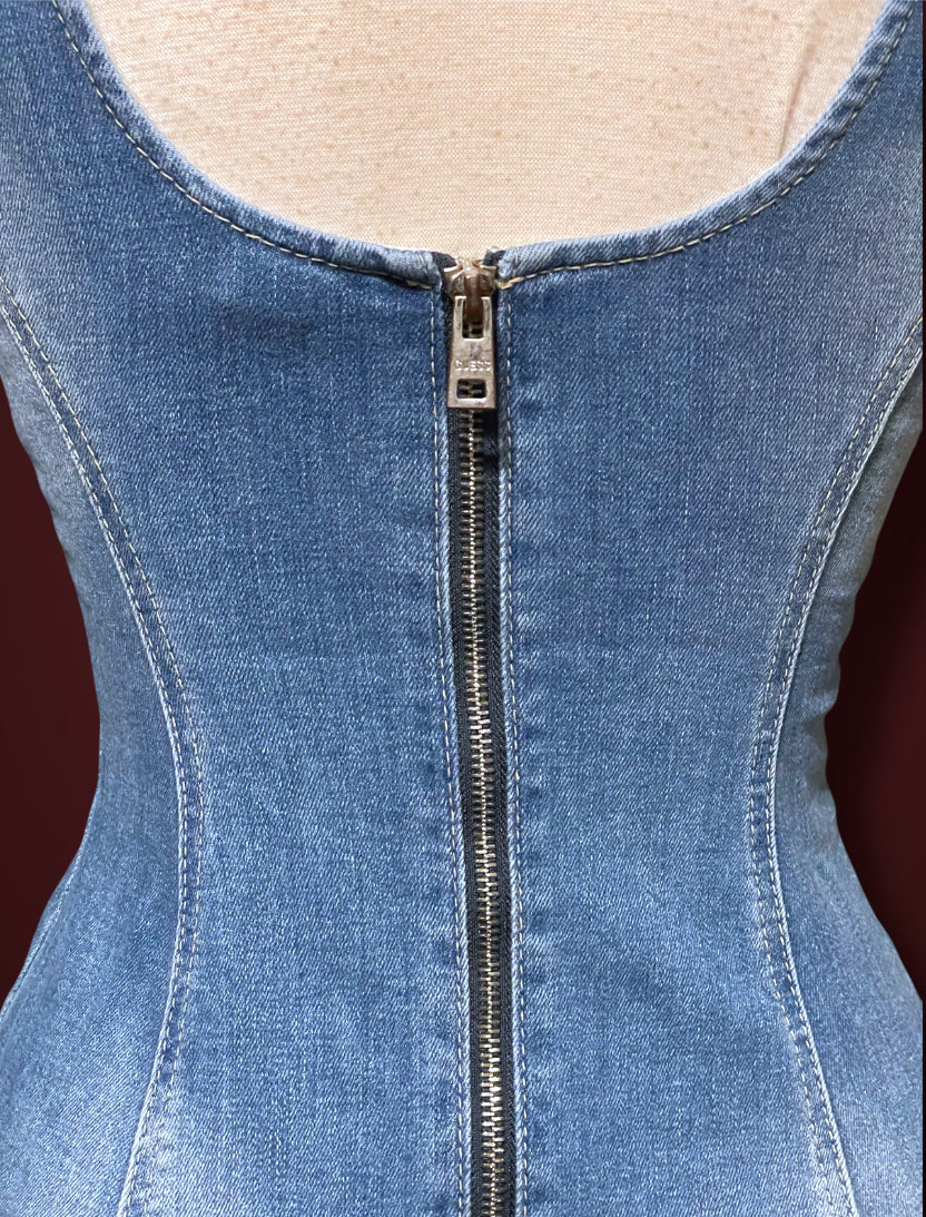 Vintage Guess Denim Jean Sheath Body Con Mini Dress