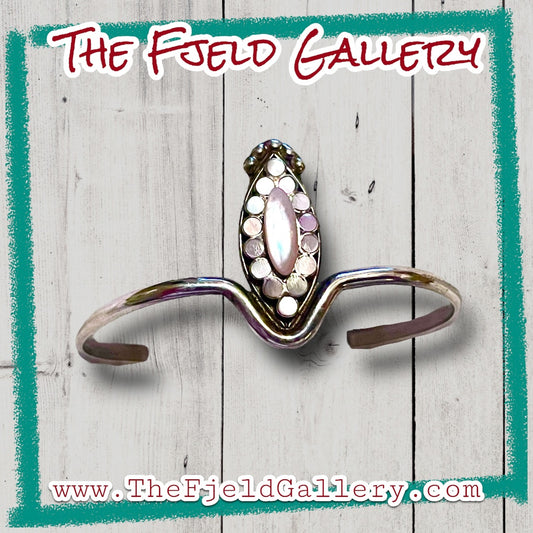 Mother of Pearl & Opal Sterling Silver Cuff Bracelet