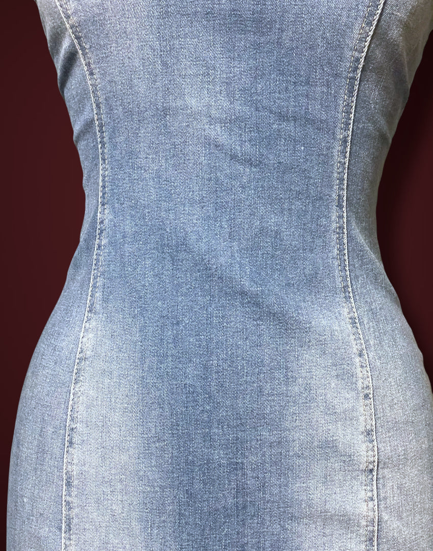 Vintage Guess Denim Jean Sheath Body Con Mini Dress