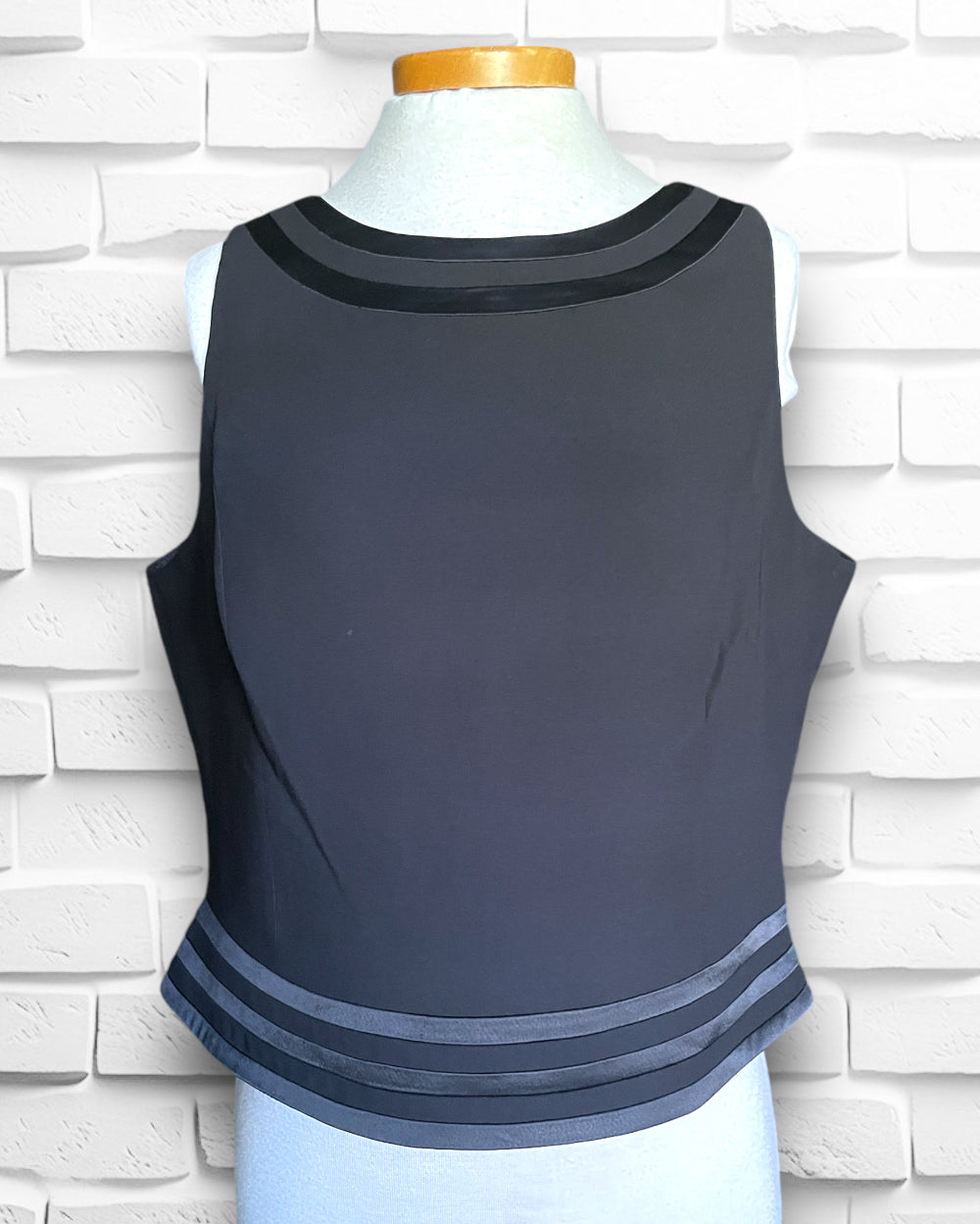 Black Formal Sleeveless Satin Button Back Formal Blouce