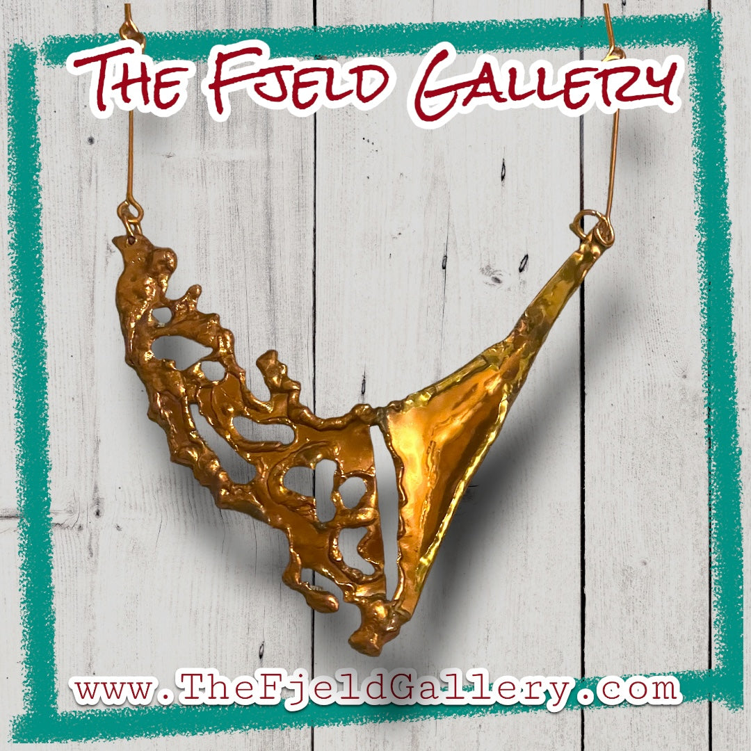 Barbaric Arts & Crafts Copper & Brass 1940’s Vintage Chevron Necklace