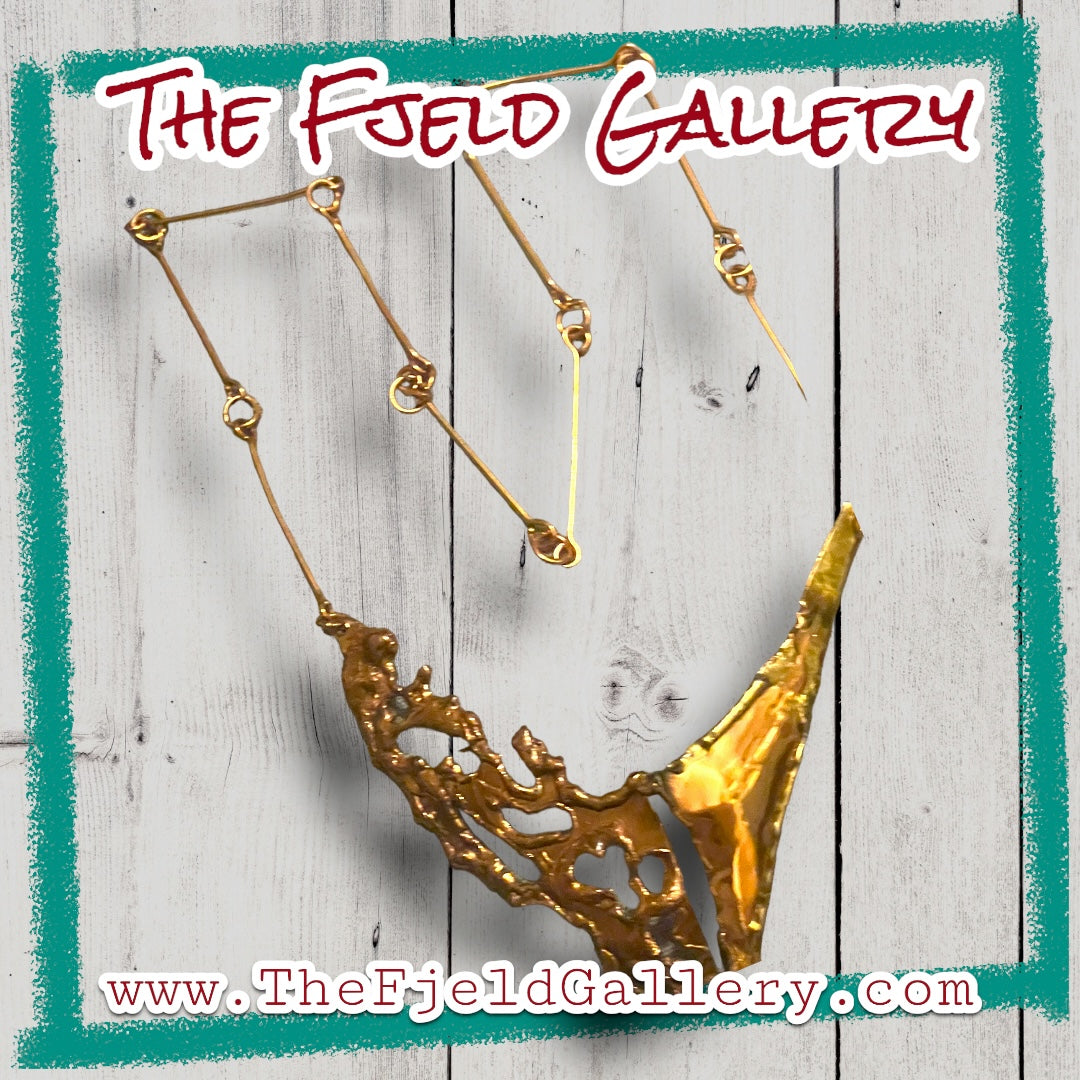 Barbaric Arts & Crafts Copper & Brass 1940’s Vintage Chevron Necklace