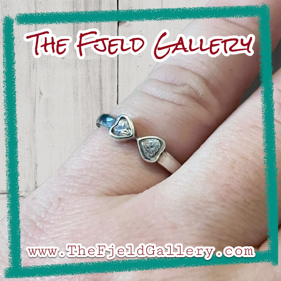 Double Heart Zircon Sterling Silver Ring