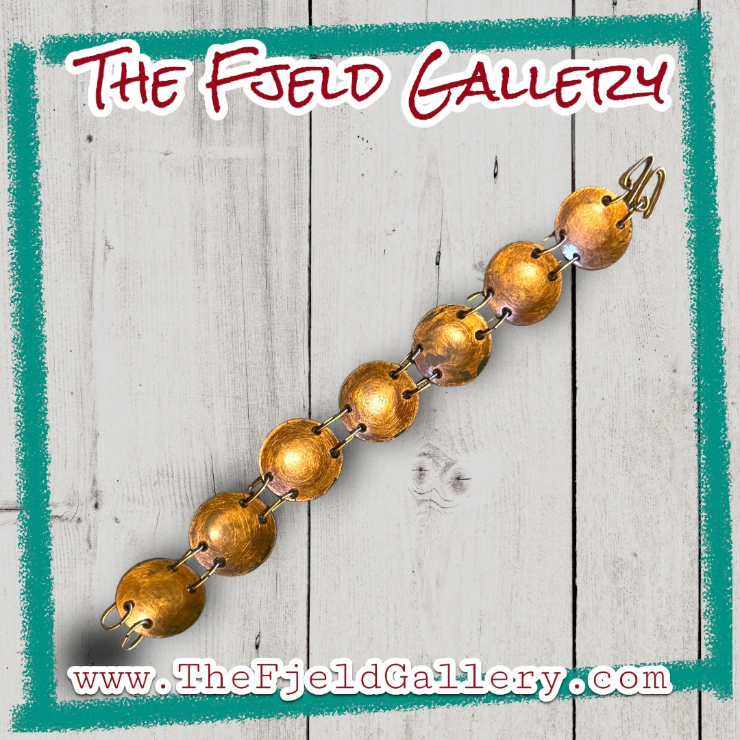 Vintage Copper Abstract Enamel Link Bracelet