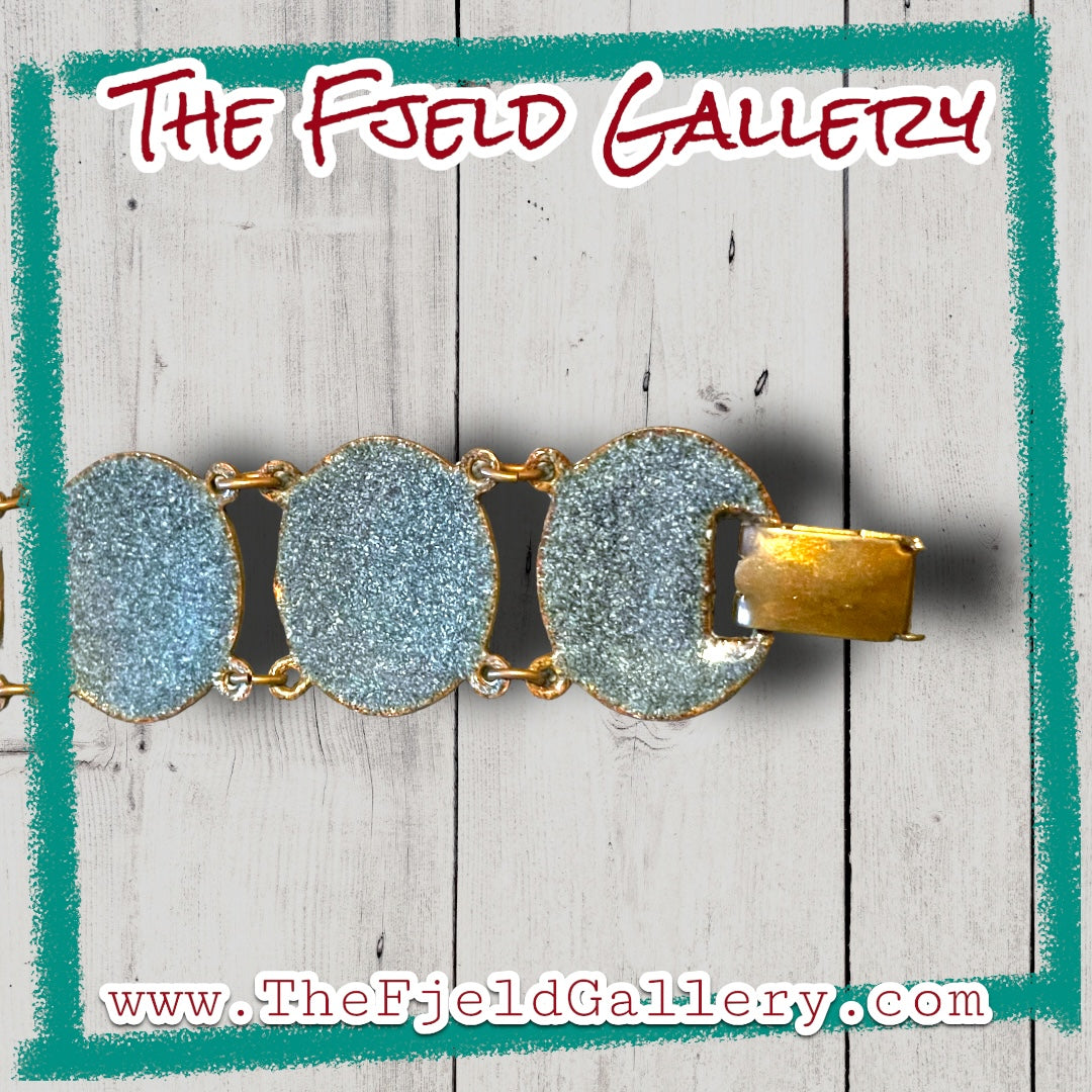 Vintage Abstract Rainbow Enamel Copper Link Bracelet
