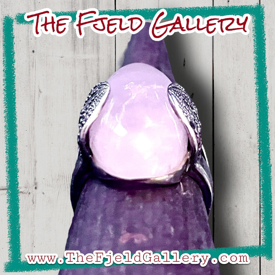 Rose Quartz & Marcasite Sterling Silver Ring