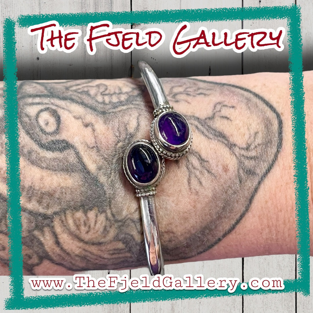 Amethyst Sterling Silver Bypass Cuff Bracelet