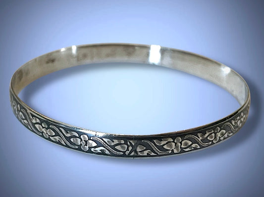 Vintage Siam Sterling Nielloware Bangle Bracelet (Small/Child)