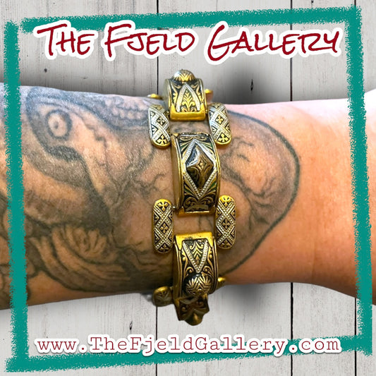 Vintage Italian Damascene Hollow Work Link Bracelet