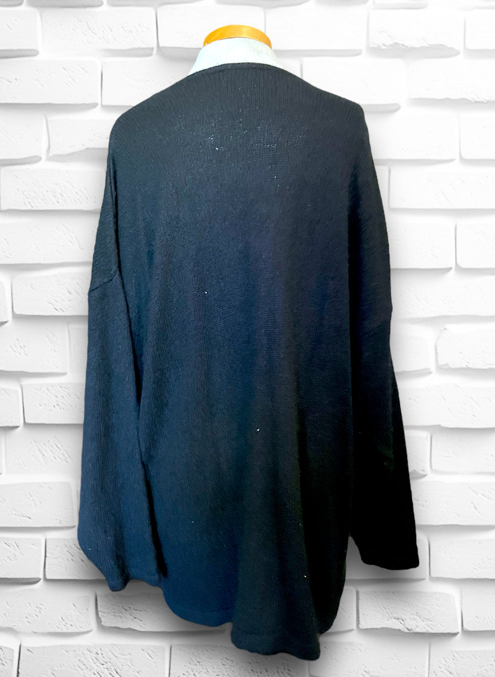 1980’s Rainbow Sequin Silk, Angora, Wool Oversized Black Sweater