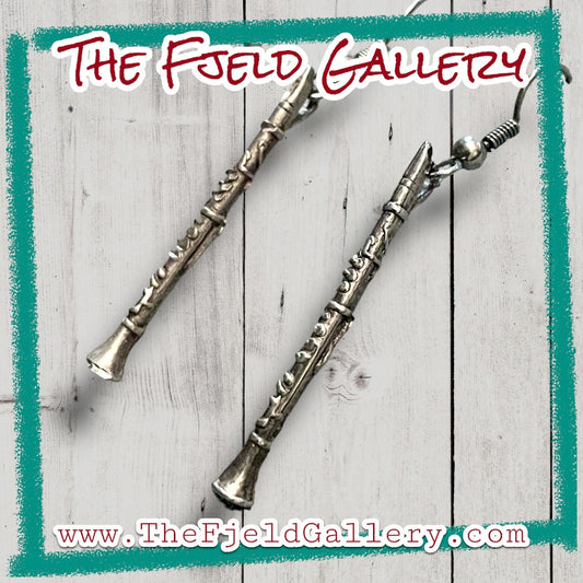 Vintage Jazz Clarinet Sterling Silver Dangle Earrings