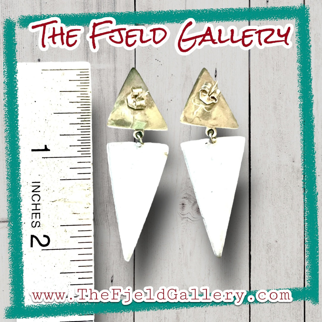 Turquoise Triangle Geometric Sterling Dangle Vintage Earrings