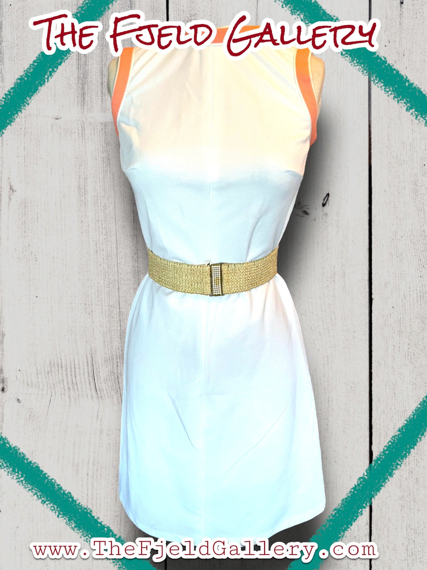 1960’s White, Pastel Pink, Blue & Green Spring Sleeveless Dress & Sweater Set