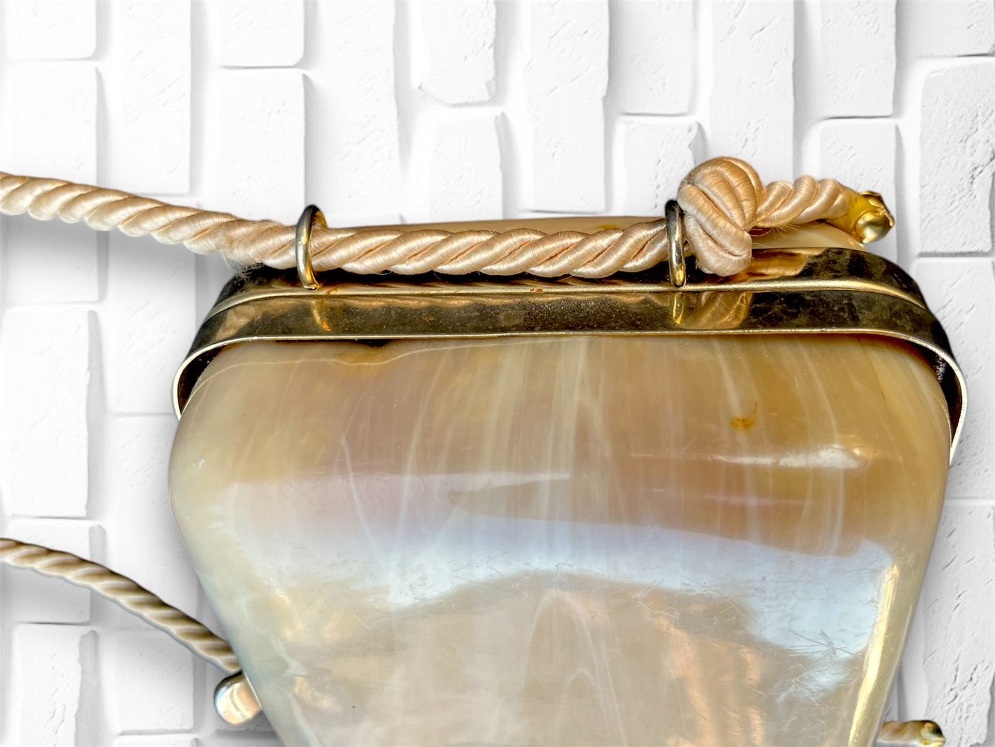 Vintage Marbled Lucite Italian Small Purse with Twisted Rope Handbag