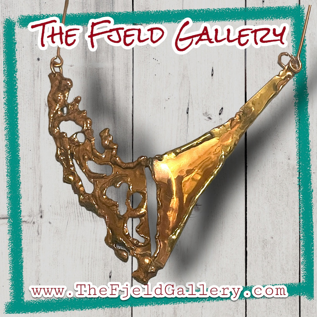 Barbaric Arts & Crafts Copper & Brass 1940’s Vintage Chevron Necklace