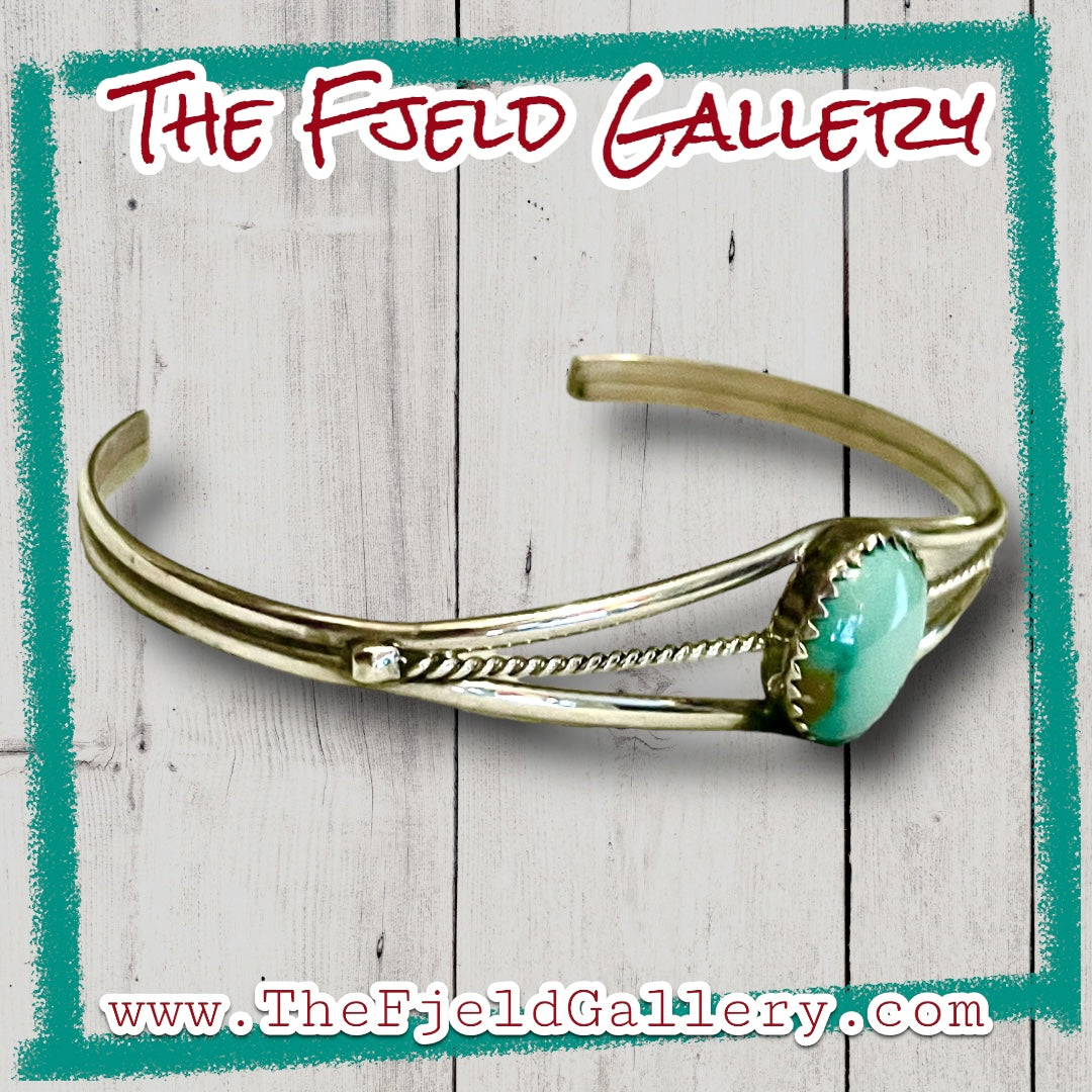 Petite Green Turquoise Sterling Silver Cuff Bracelet