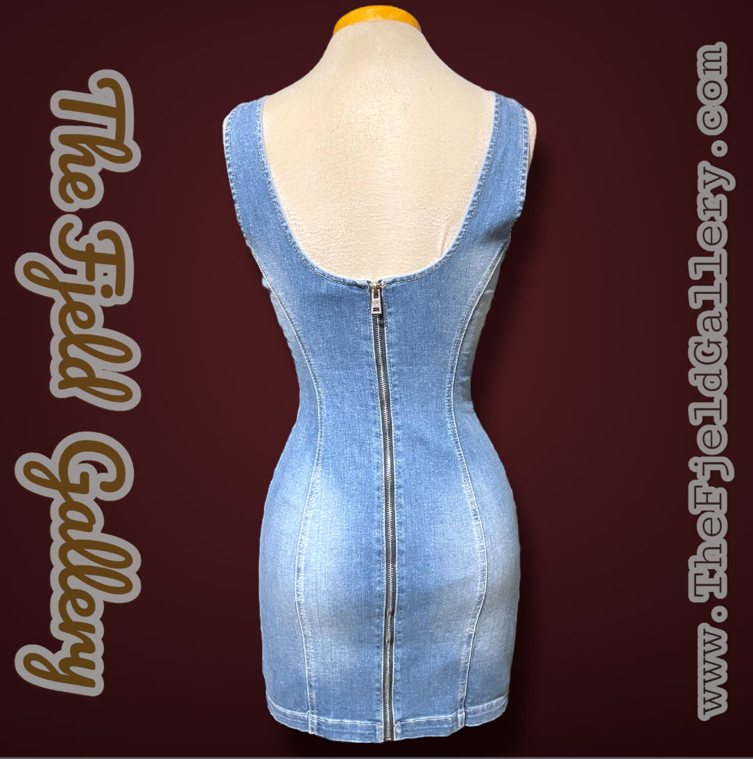 Vintage Guess Denim Jean Sheath Body Con Mini Dress