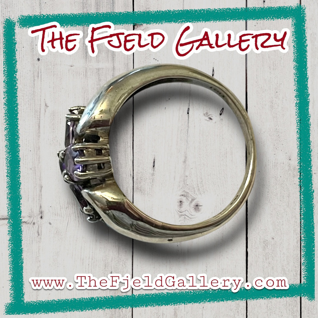 Amethyst Flower Sterling Silver Ring