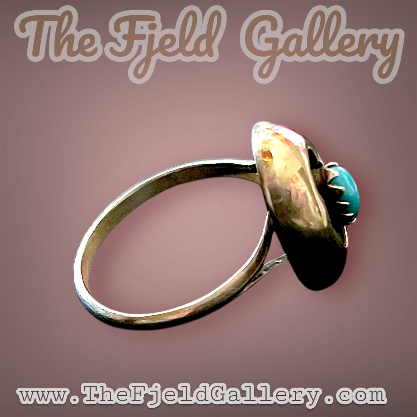 Native American Sterling Silver & Turquoise Shadowbox Ring