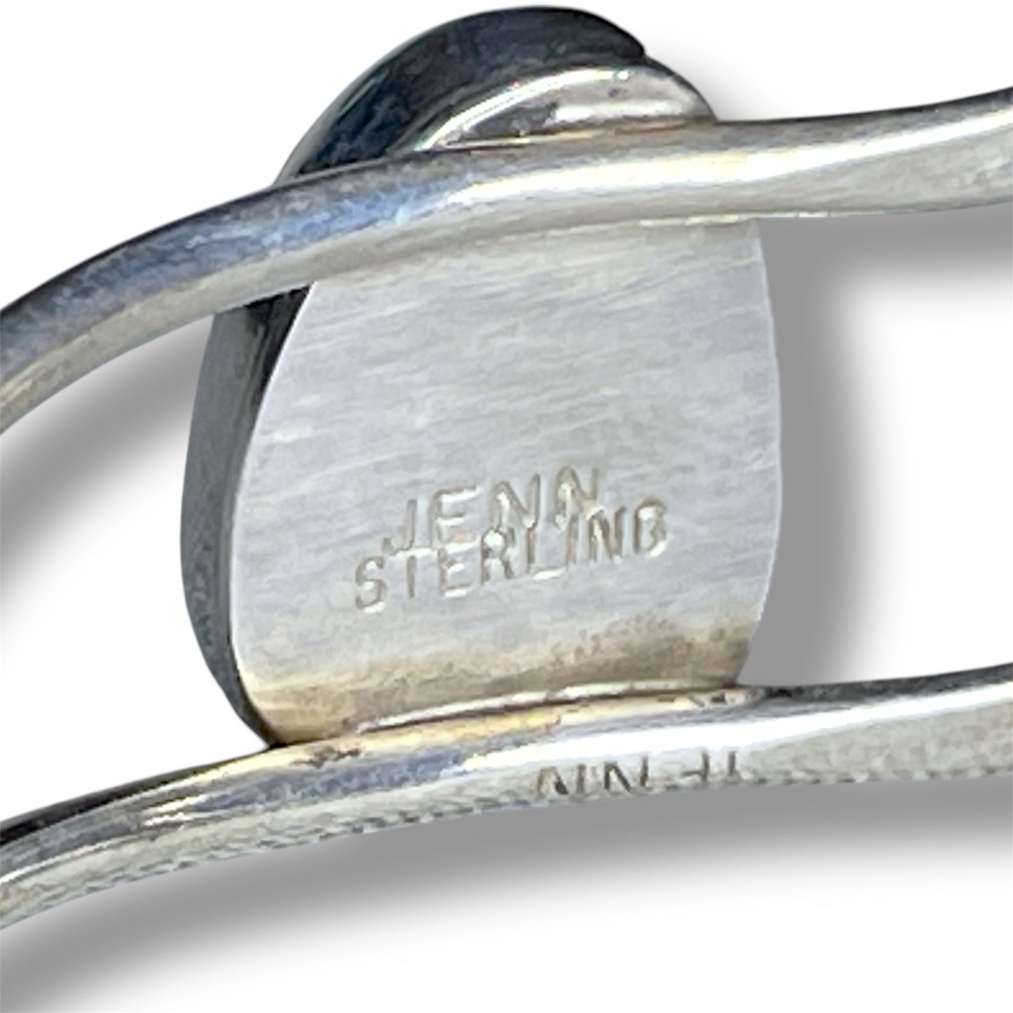 Abstract Offset Buffalo Light White Turquoise Sterling Silver Cuff Bracelet