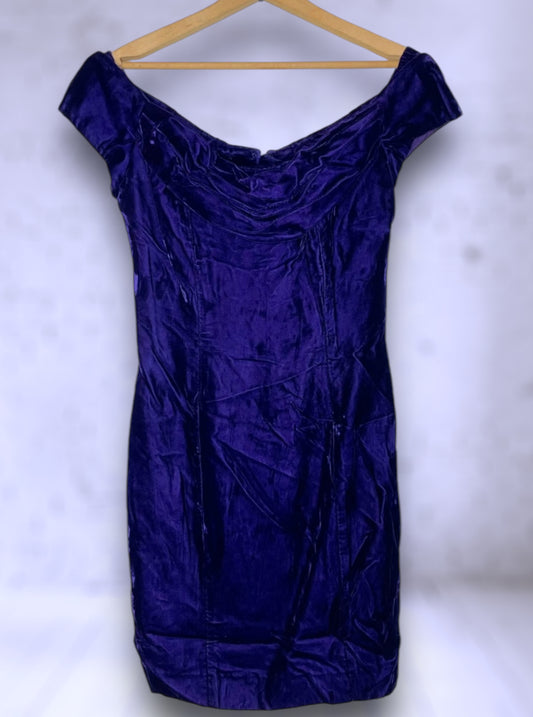 Vintage 1980’s Purple Blue Velvet Short Party Dress