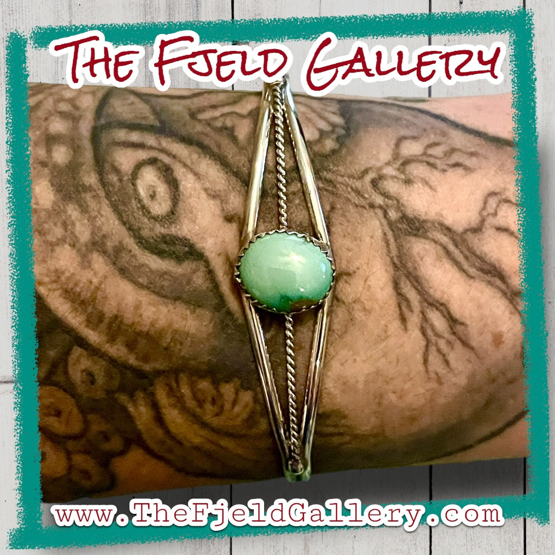 Petite Green Turquoise Sterling Silver Cuff Bracelet