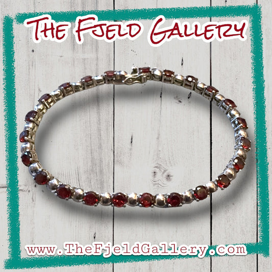 Sterling Silver Garnet Tennis Bracelet