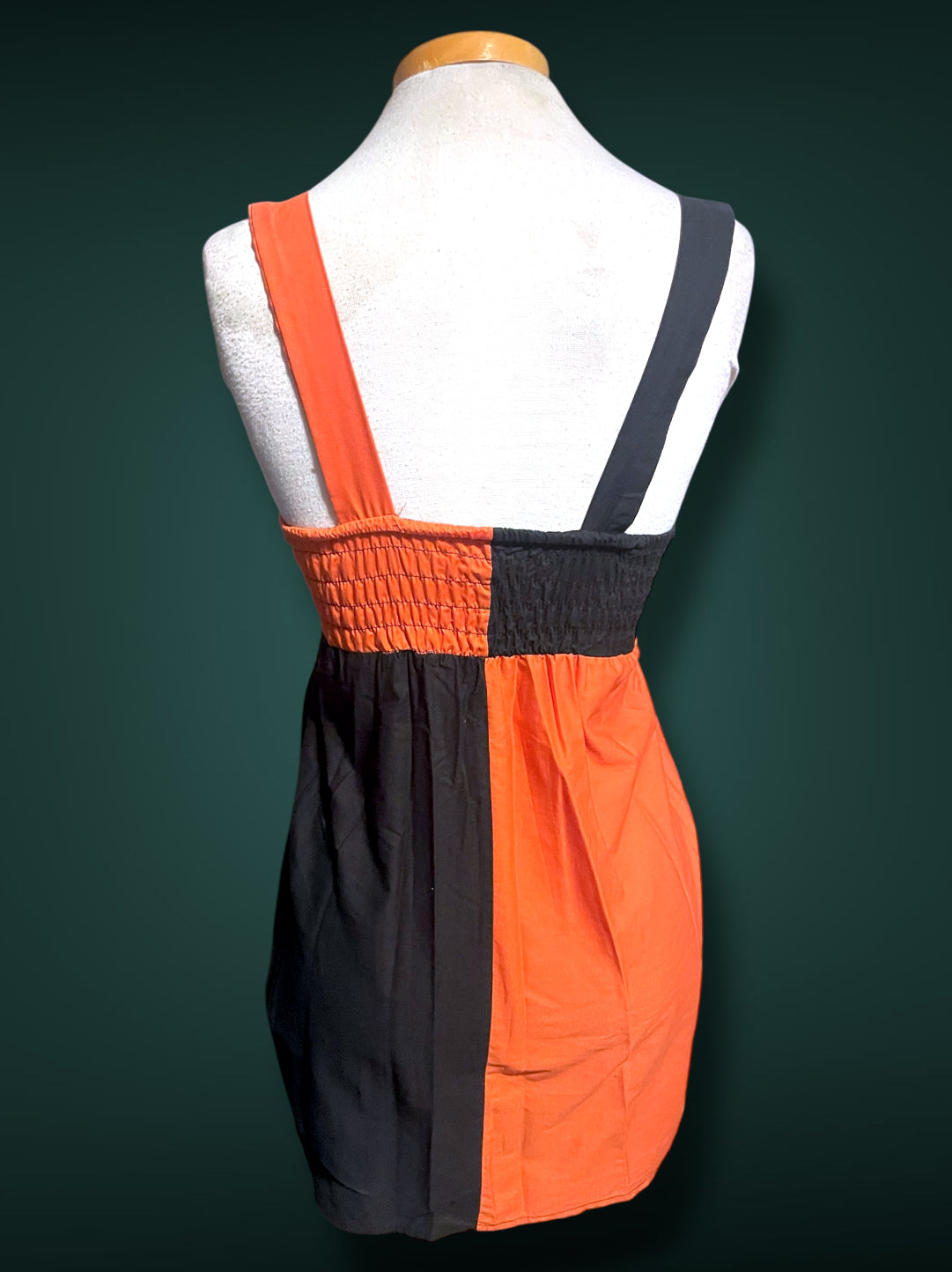 Vintage 1990’s Red & Black Color-block Harley Quinn Mini Tank Dress w/ Pockets