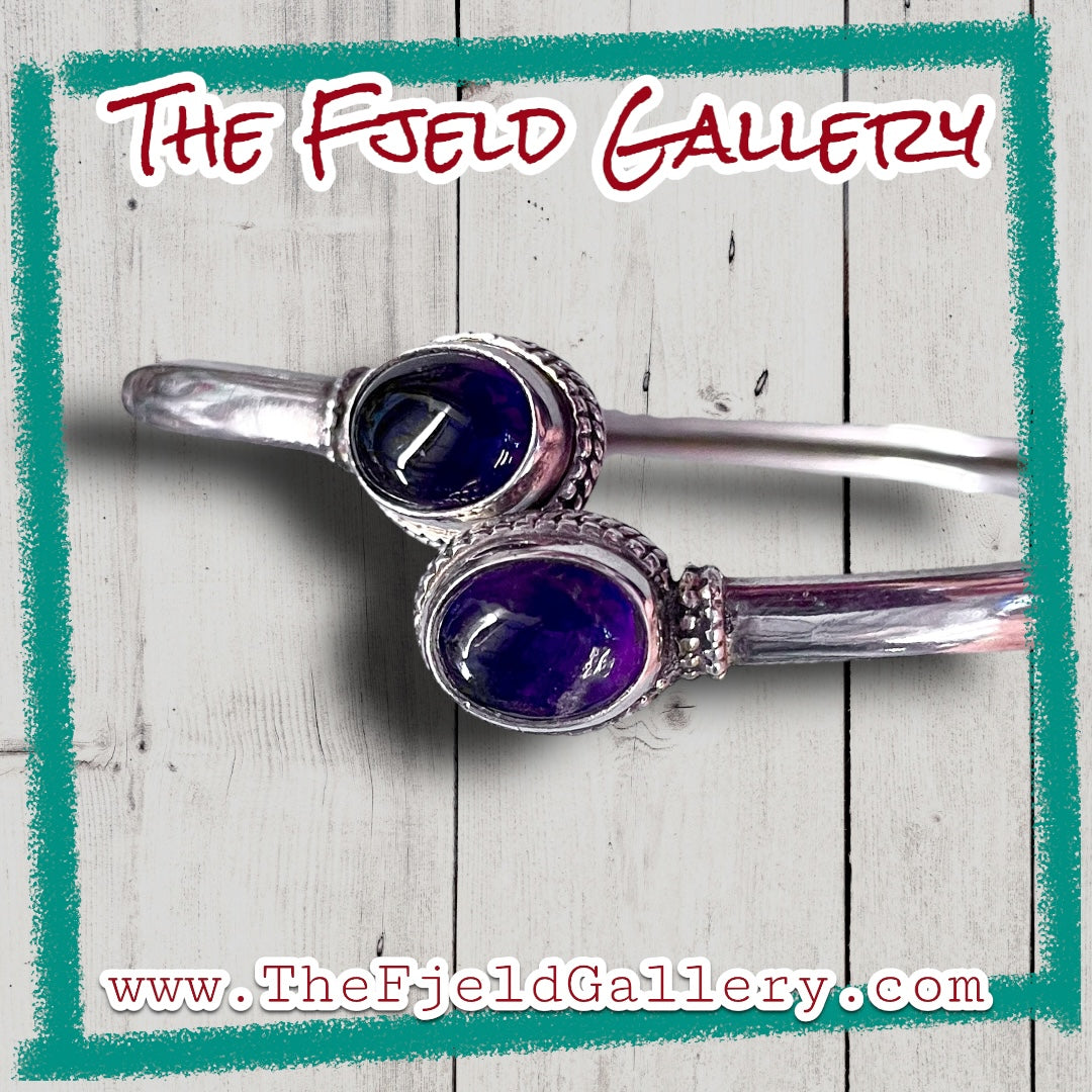 Amethyst Sterling Silver Bypass Cuff Bracelet