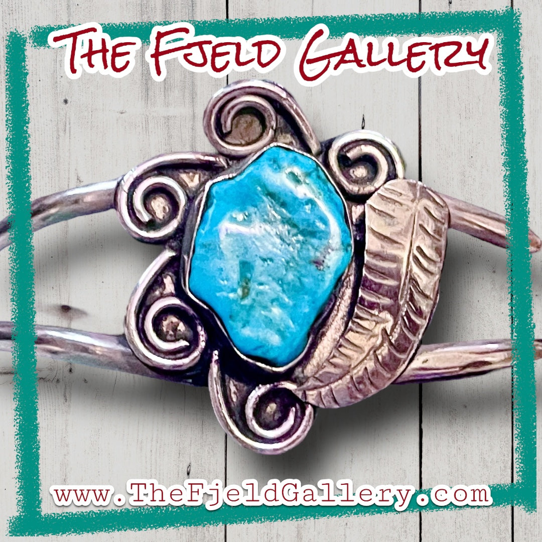 Turquoise Sterling Silver Vintage Taxco Mexico Cuff Bracelet