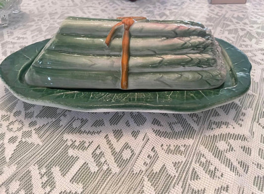 Vintage Bresolin Asparagus Butter Dish Made in Italy & numbered