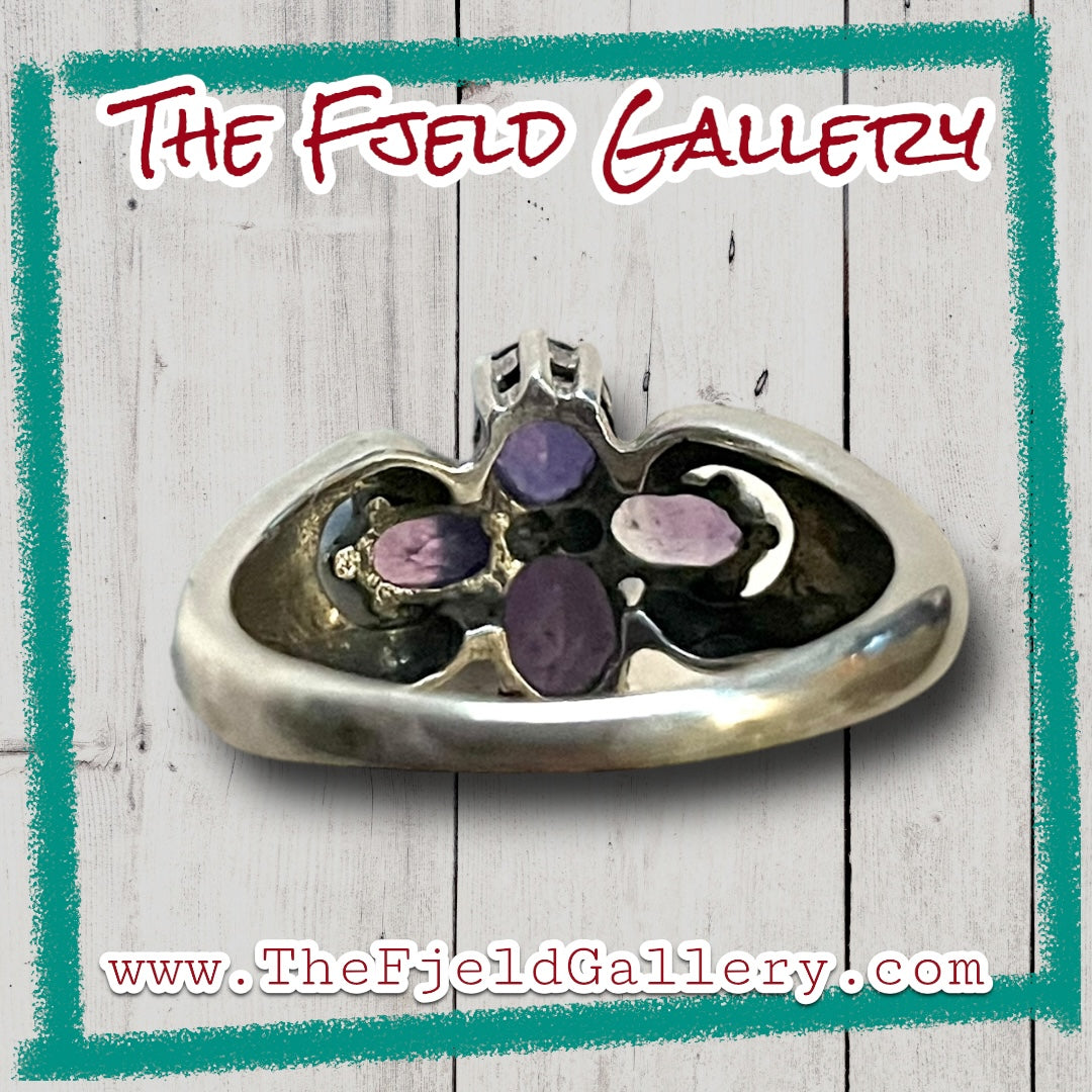 Amethyst Flower Sterling Silver Ring