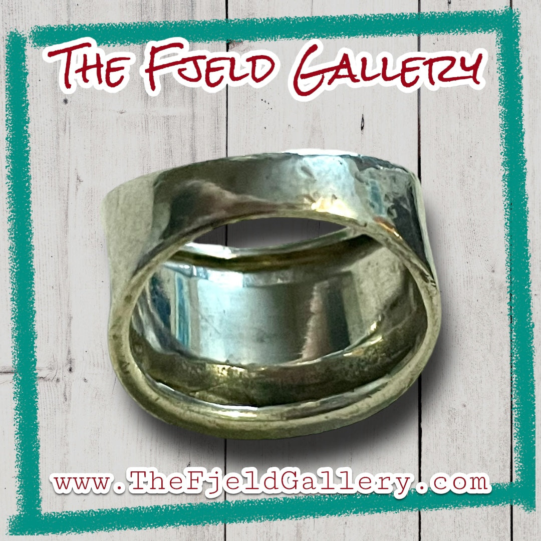 Vintage Wide Band Concave Sterling Silver Ring