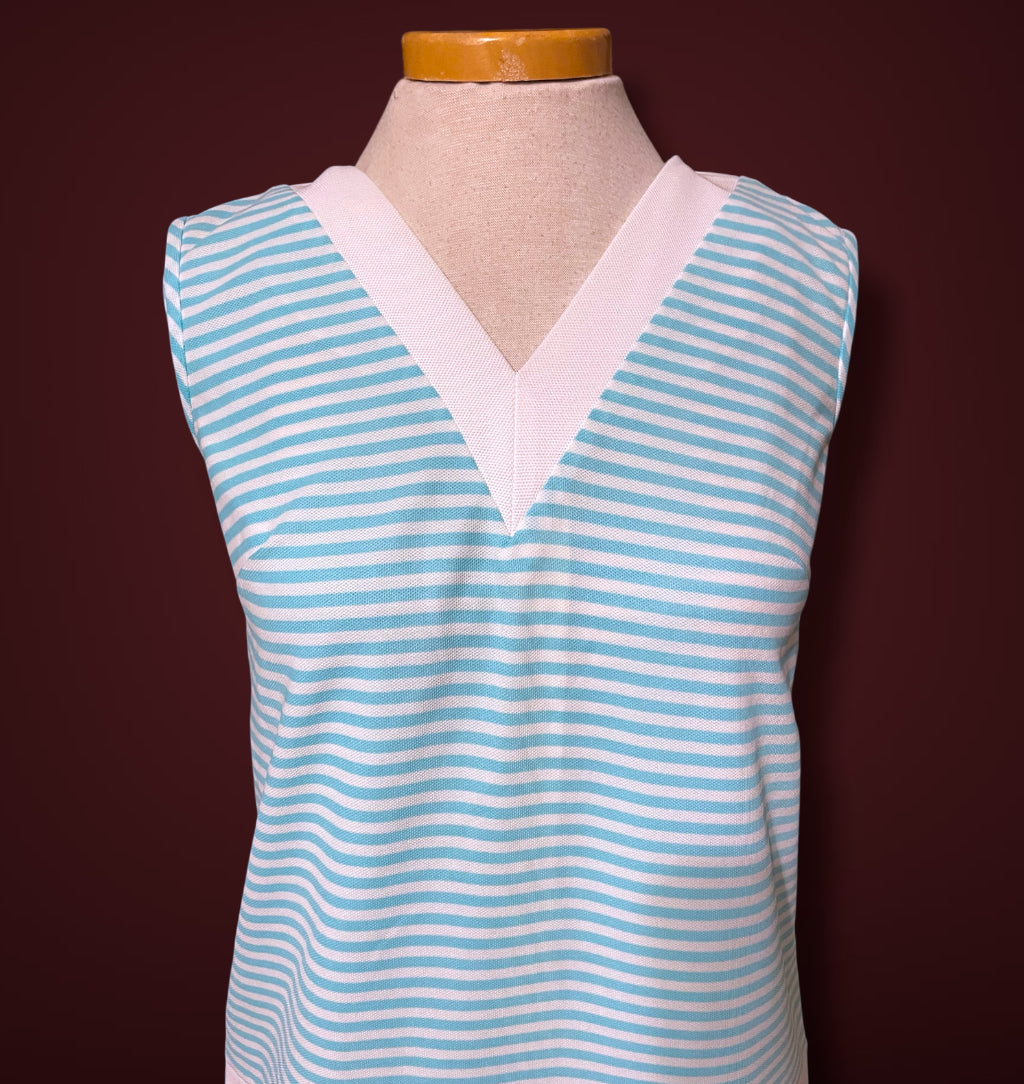 1960’s Baby Blue & White Striped Sears Romper Kulat Jumpsuit