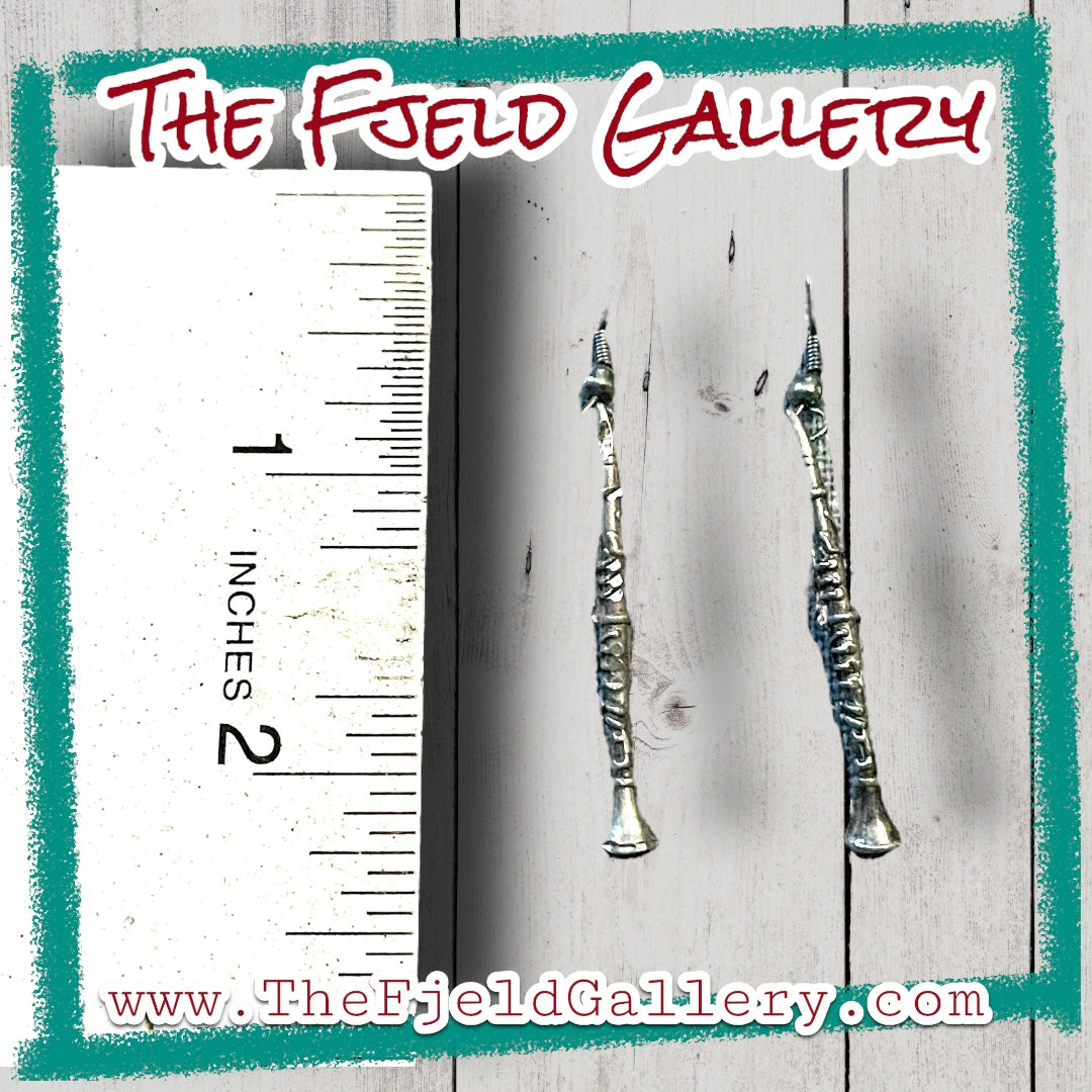 Vintage Jazz Clarinet Sterling Silver Dangle Earrings