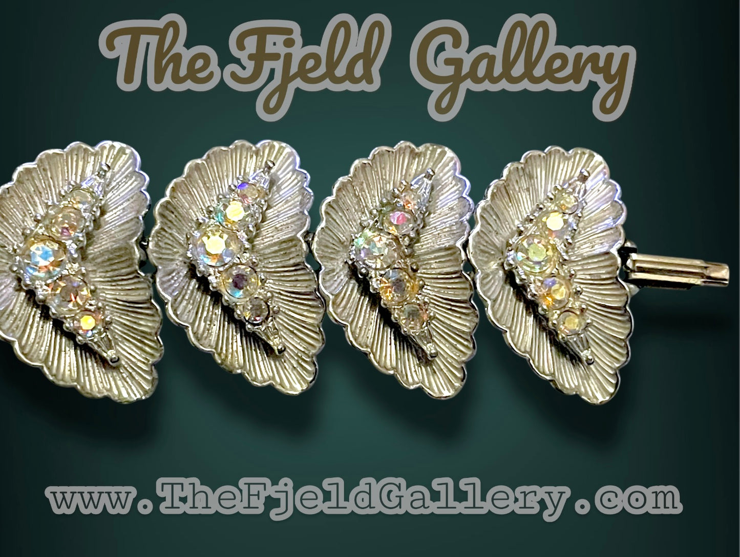 1940’s BSK Aurora Borealis Crystal Hollywood Regency Mid Century Silver Bracelet
