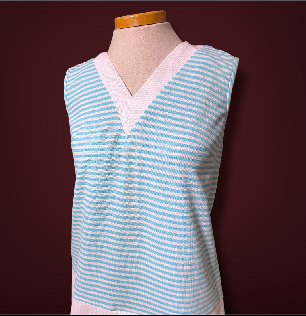 1960’s Baby Blue & White Striped Sears Romper Kulat Jumpsuit