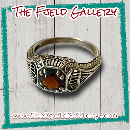 Smokey Topaz Sterling Silver Victorian Ring