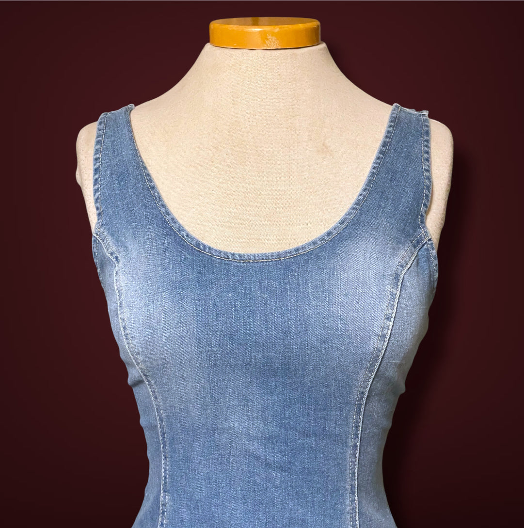Vintage Guess Denim Jean Sheath Body Con Mini Dress