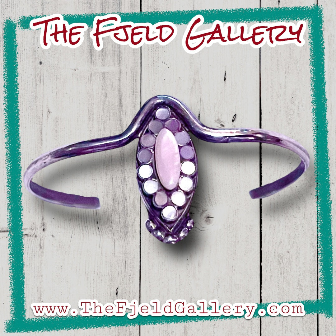 Mother of Pearl & Opal Sterling Silver Cuff Bracelet