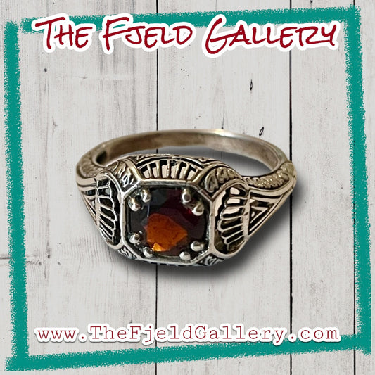 Smokey Topaz Sterling Silver Victorian Ring