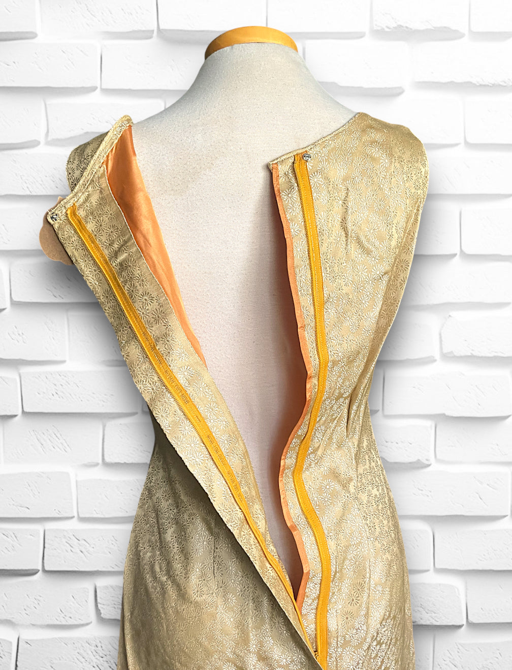 1960’s Custom Gold Floral Brocade Dress & Jacket Set