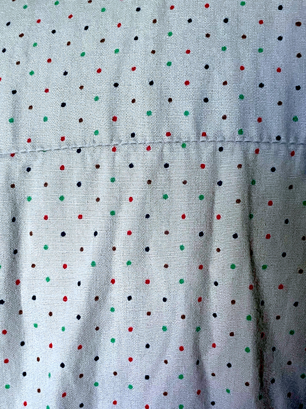1960 A-Line Red, Blue & Green Polka Dot Button up Shirt Full Skirt Pocket Dress