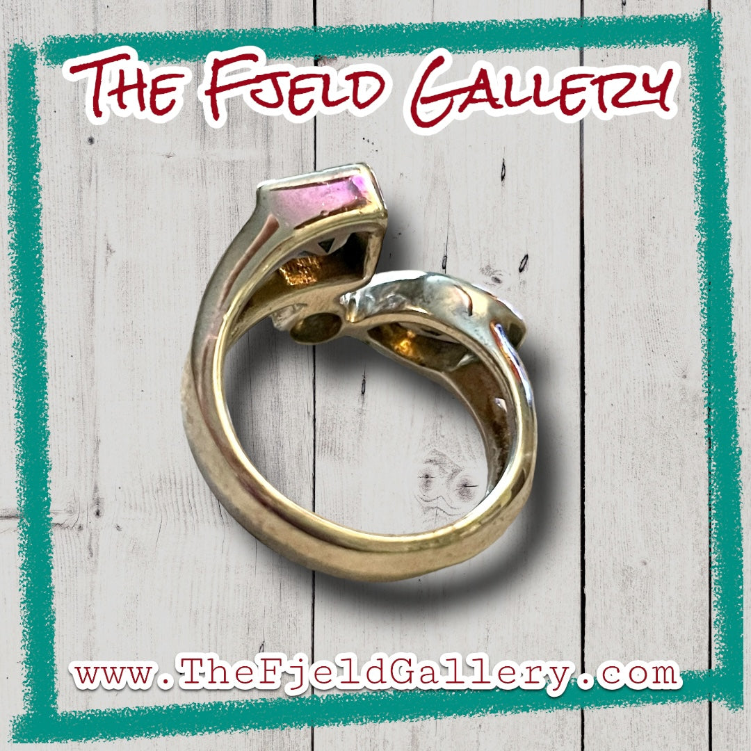 Smokey Topaz 3 Stone Bezel Set Geometric Sterling Silver Ring