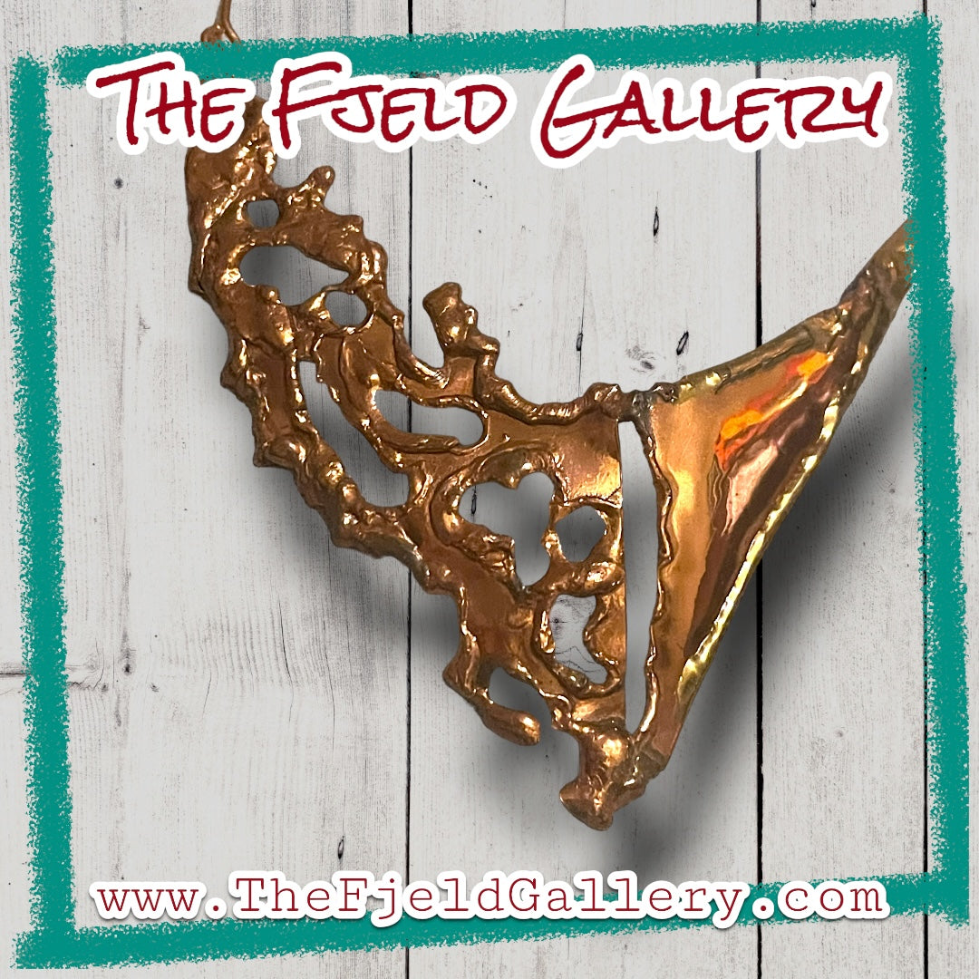 Barbaric Arts & Crafts Copper & Brass 1940’s Vintage Chevron Necklace